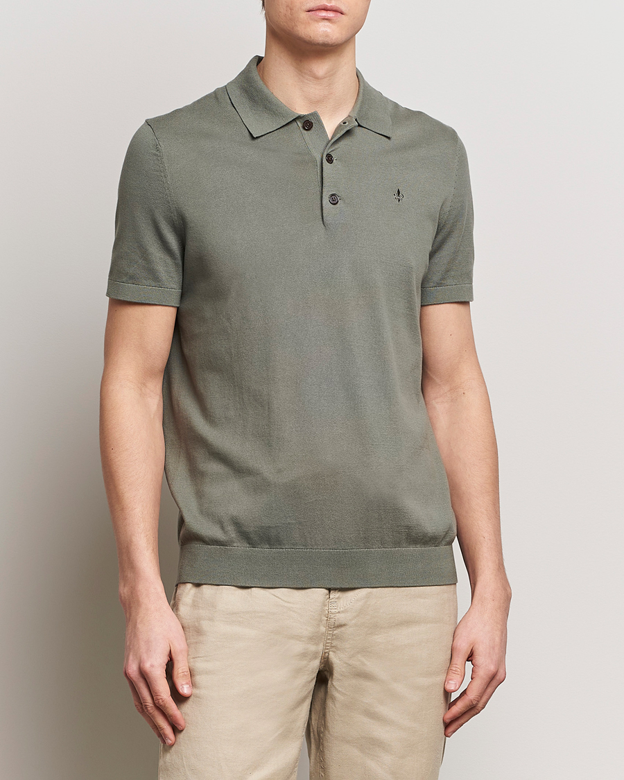 Men | Clothing | Morris | Cenric Cotton Knitted Short Sleeve Polo Green