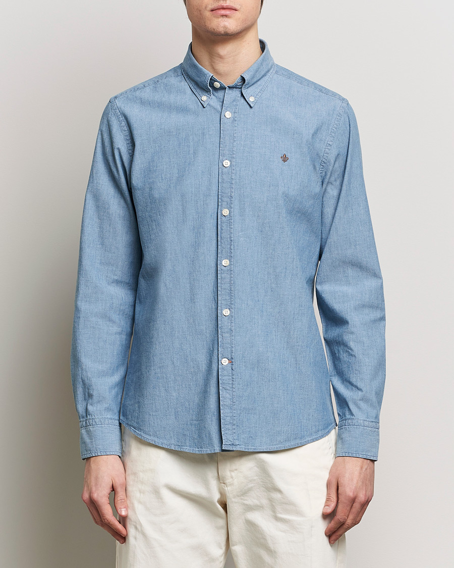 Men |  | Morris | Slim Fit Chambray Shirt Blue