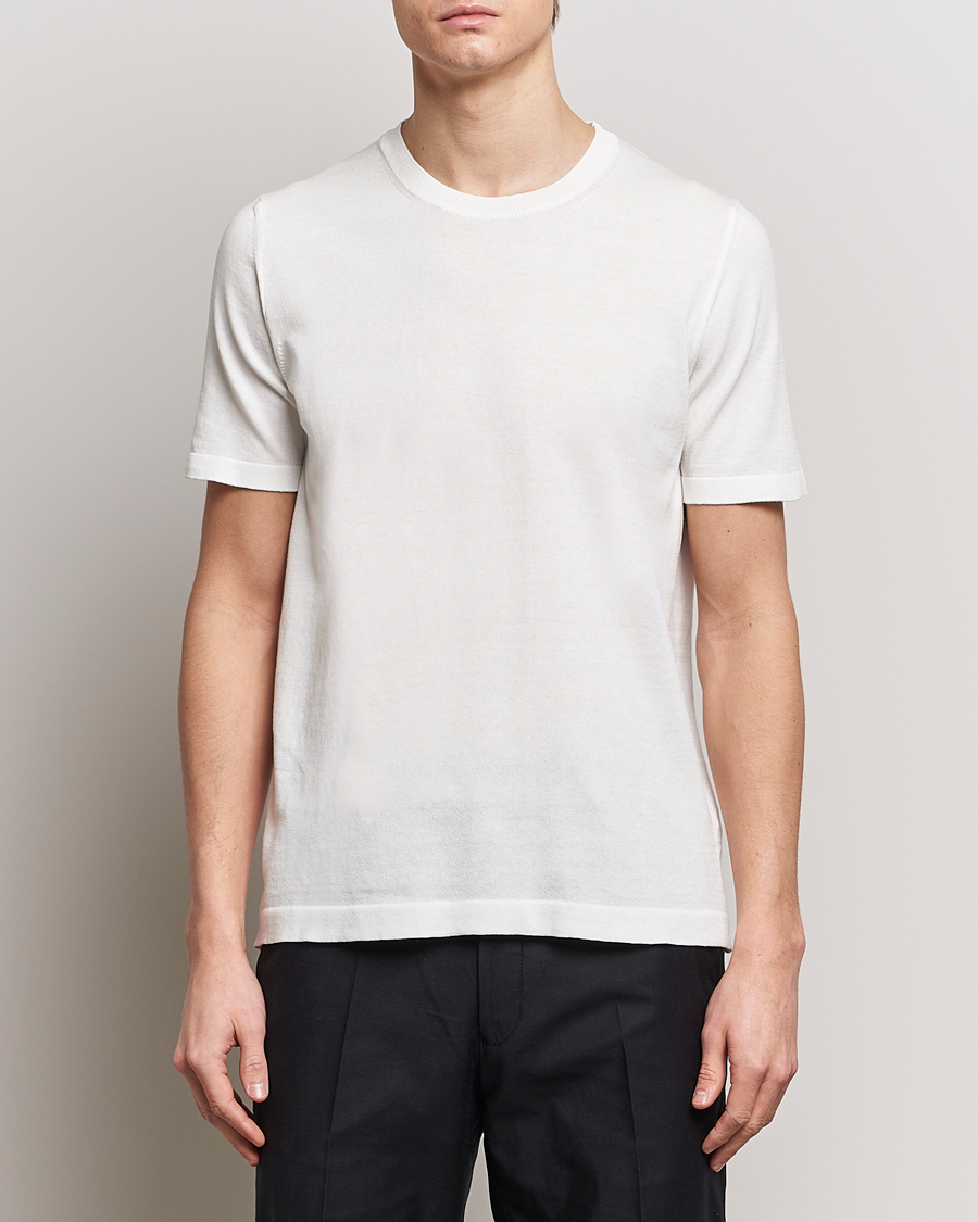Men | Oscar Jacobson | Oscar Jacobson | Brian Knitted Cotton T-Shirt White