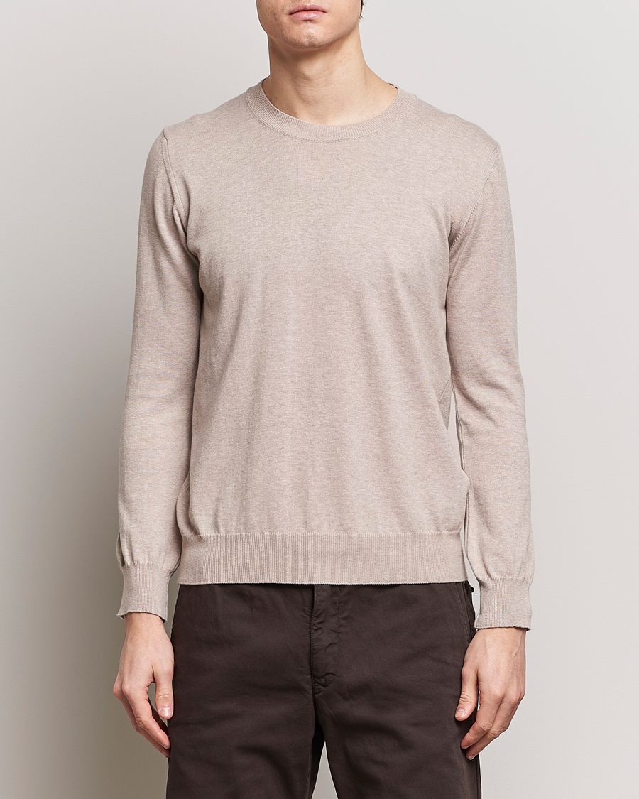 Men | Sweaters & Knitwear | Oscar Jacobson | Valdemar Cotton Crew Neck Beige