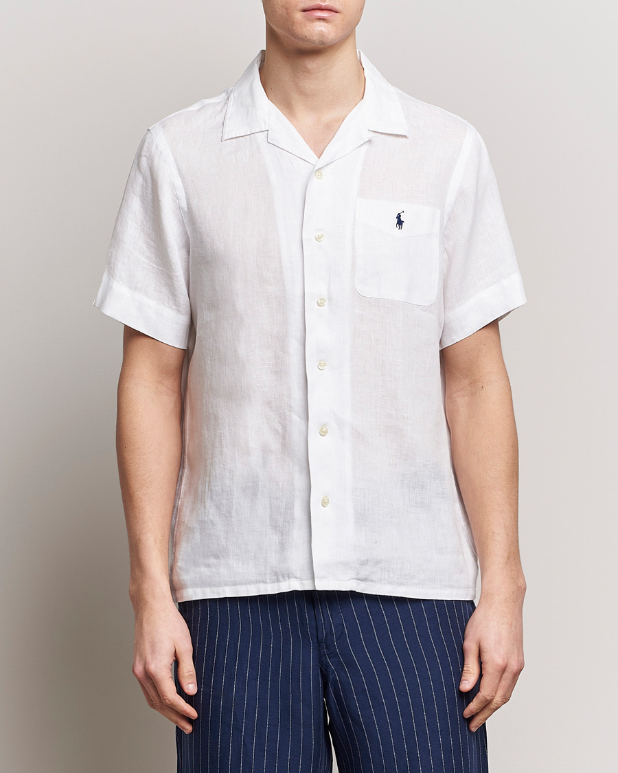 Men | Only Polo | Polo Ralph Lauren | Linen Pocket Short Sleeve Shirt White