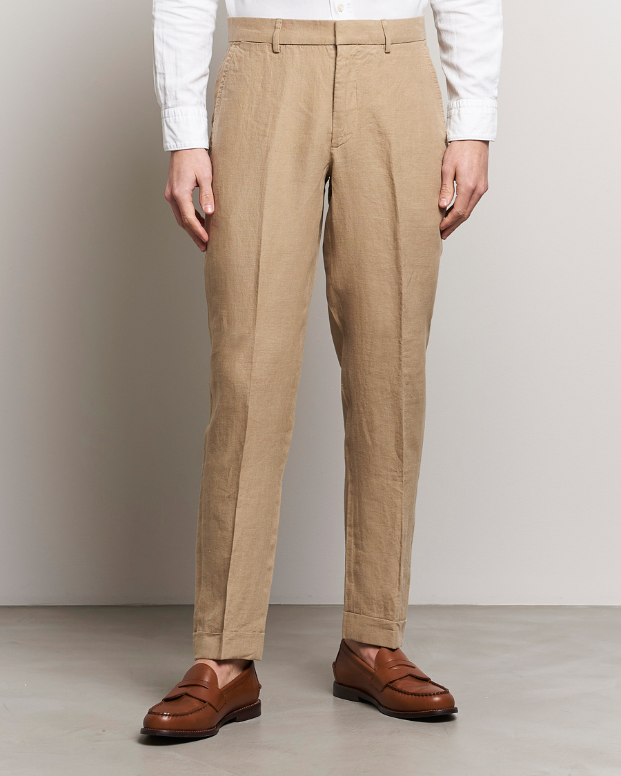 Men | Only Polo | Polo Ralph Lauren | Linen Pleated Trousers Coastal Beige