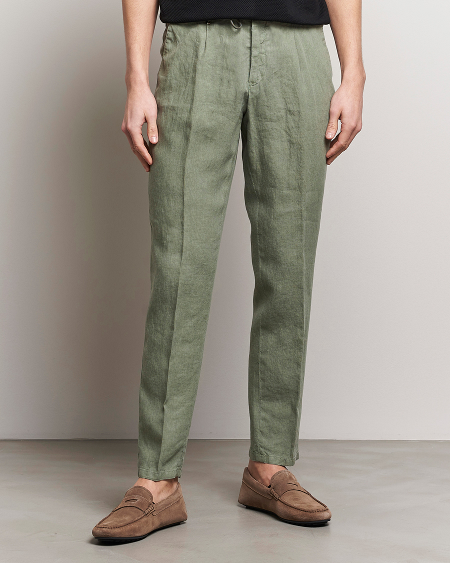 Men | The Linen Closet | BOSS BLACK | Genius Slim Fit Linen Pants Open Green