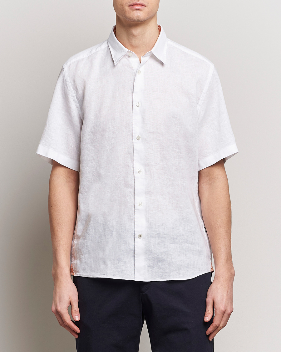 Men | BOSS BLACK | BOSS BLACK | Liam Short Sleeve Linen Shirt White