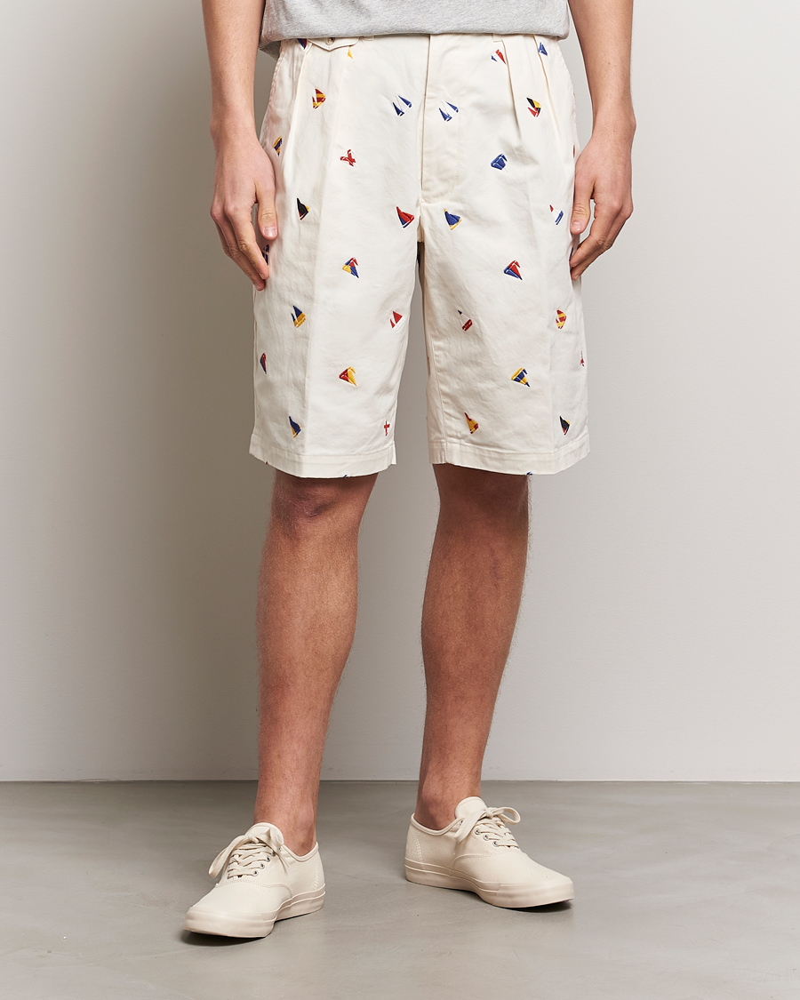 Men | What's new | BEAMS PLUS | Embroidered Shorts White