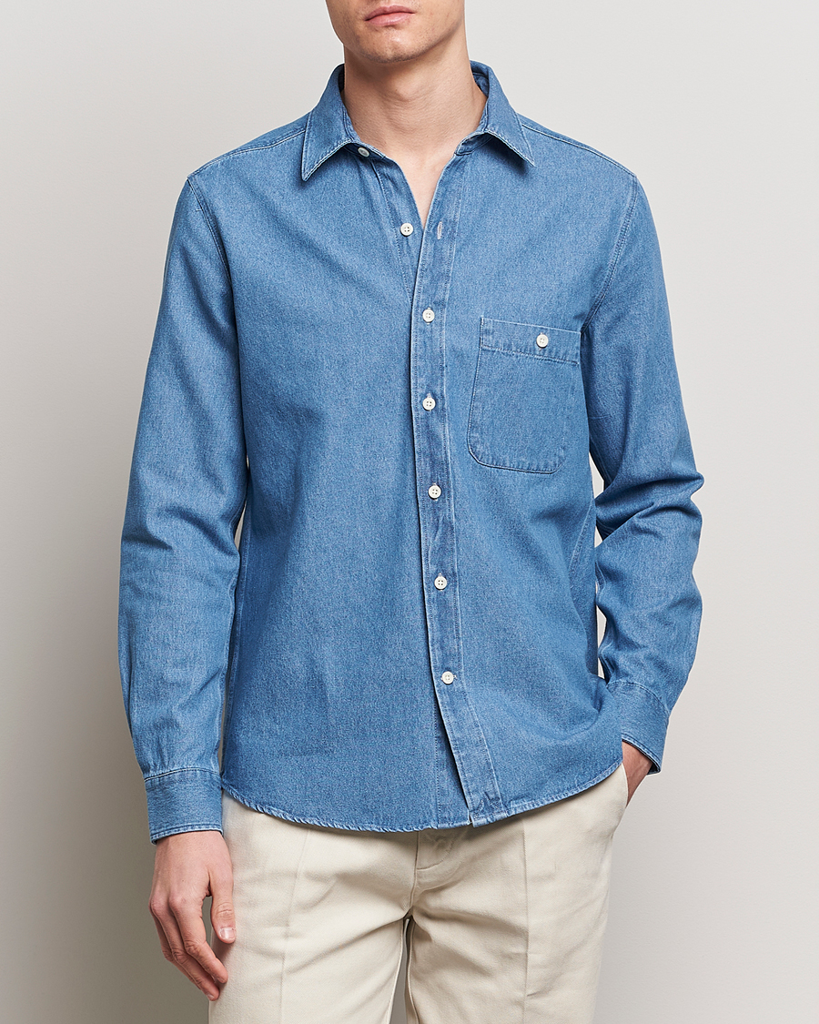 Men | Clothing | A Day's March | Mason Sturdy Denim Shirt Light Blue