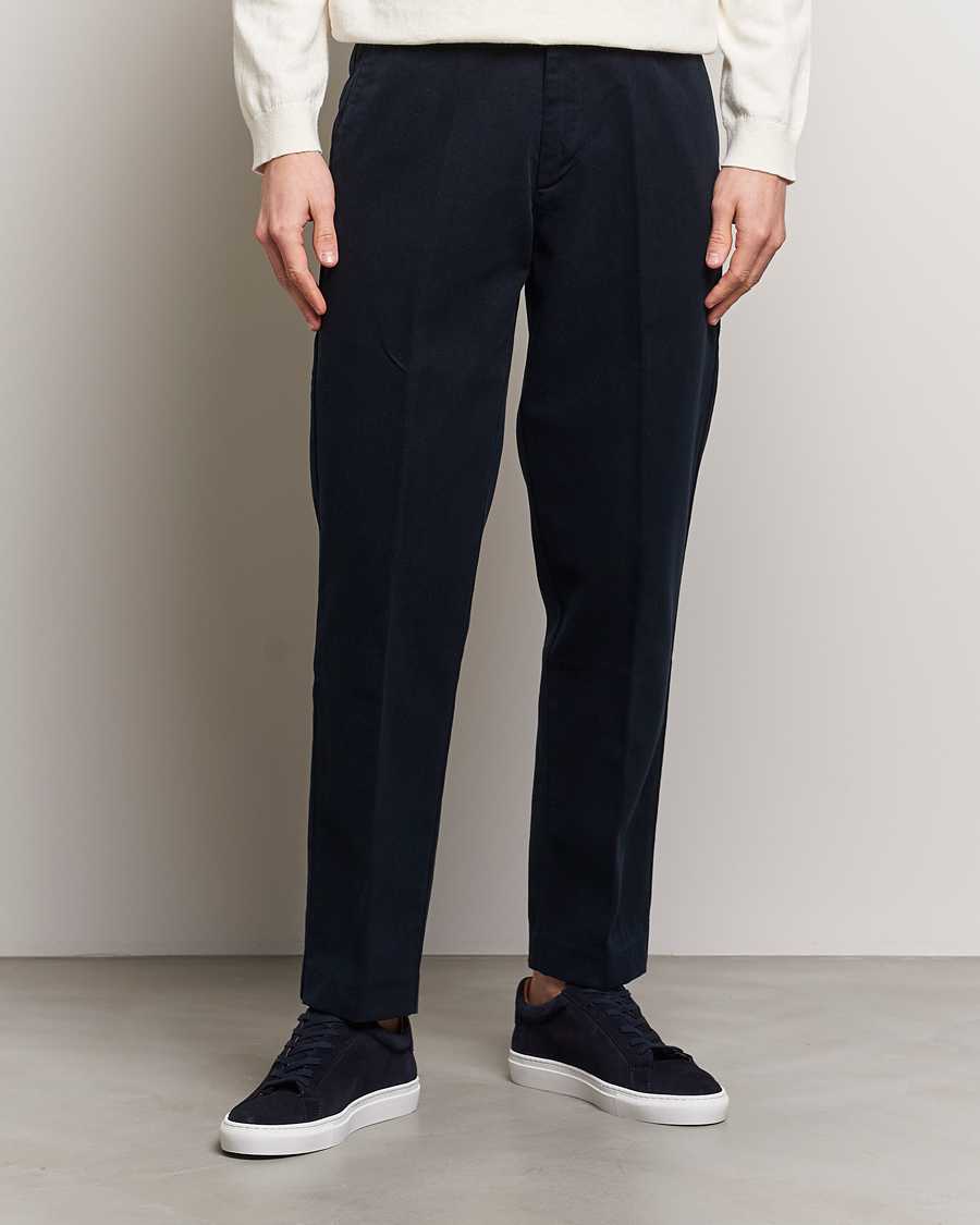 Men | Trousers | A Day's March | Miller Cotton/Lyocell Trousers Navy