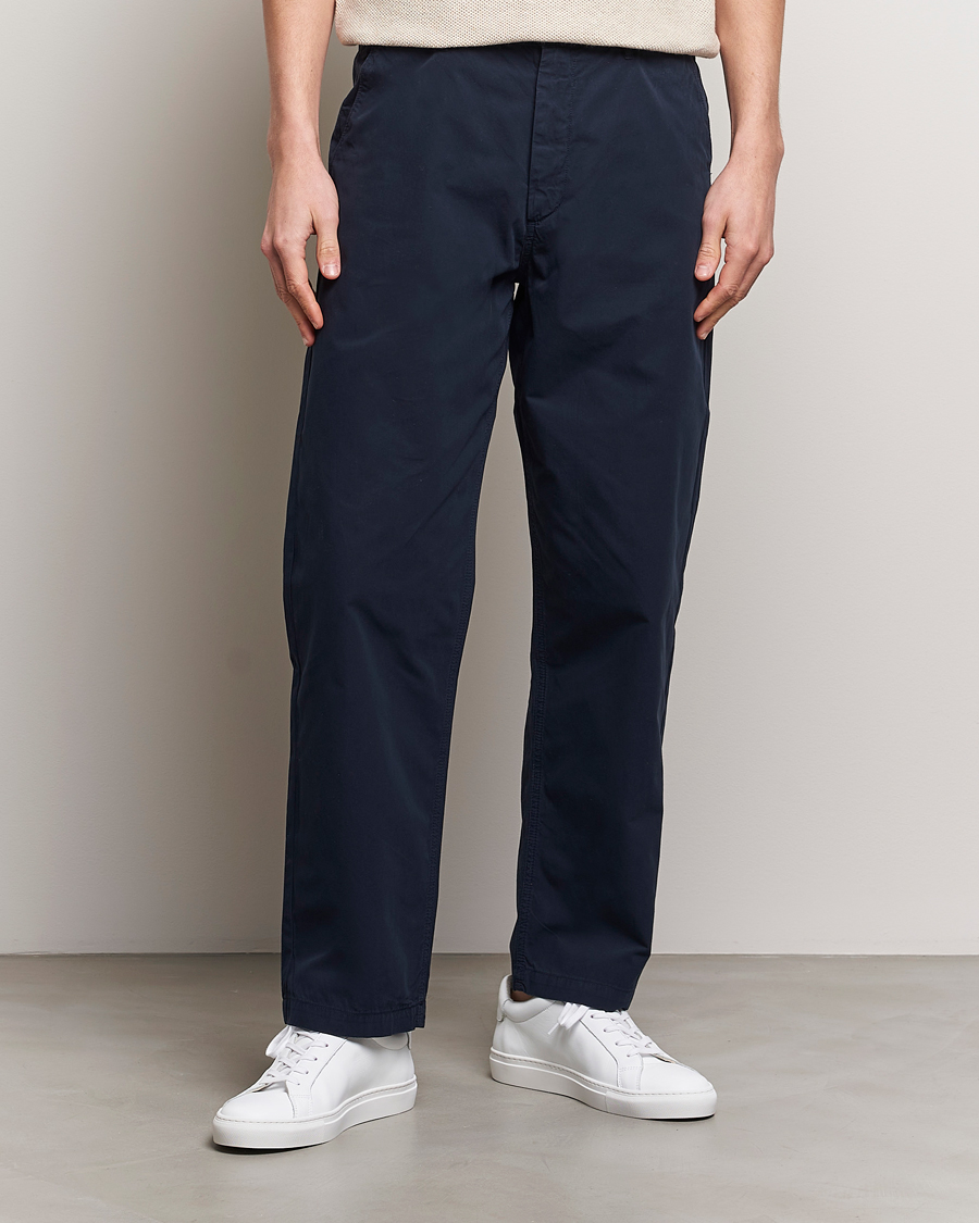 Men | Clothing | A Day's March | Redwood Light Cotton Trousers Navy