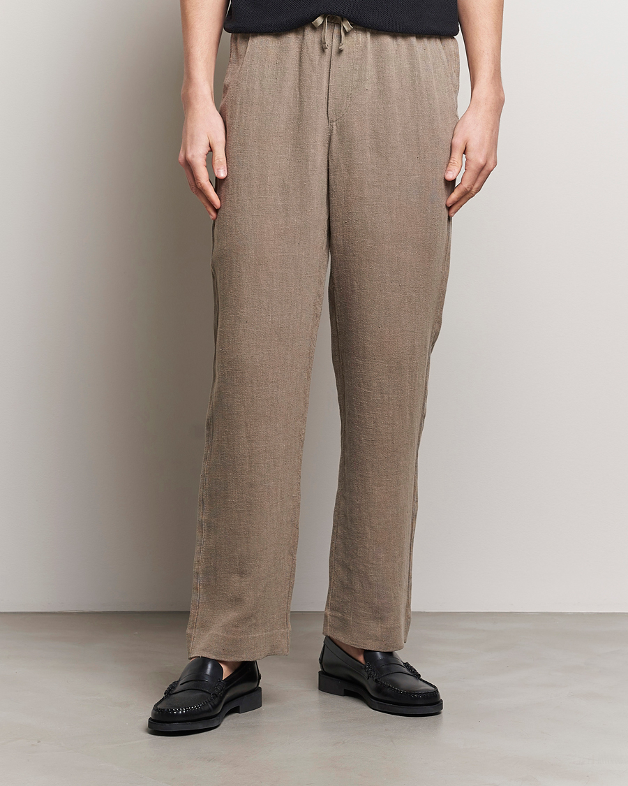 Men | A Day's March | A Day's March | Tamiat Drawstring Linen Trousers Clay