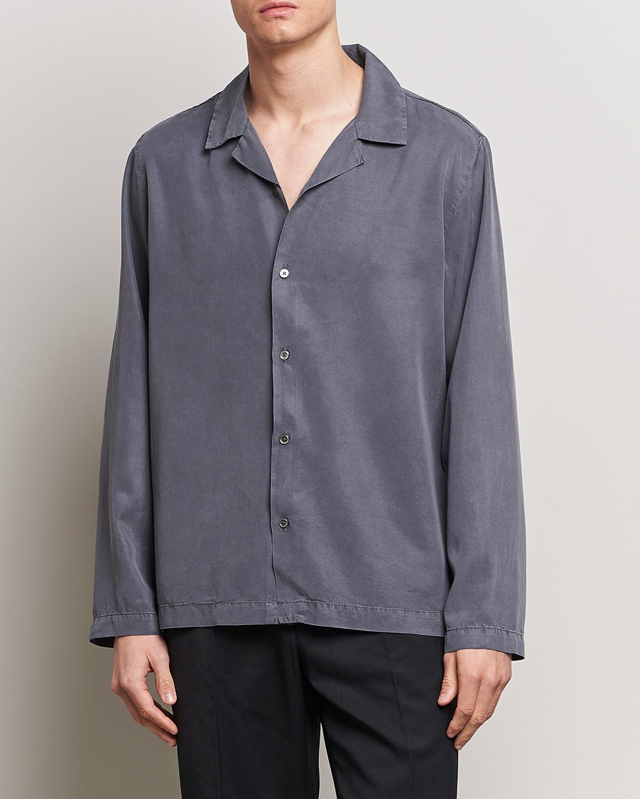 Men | Clothing | A Day's March | Chase Camp Collar Lyocell Shirt Dark Grey