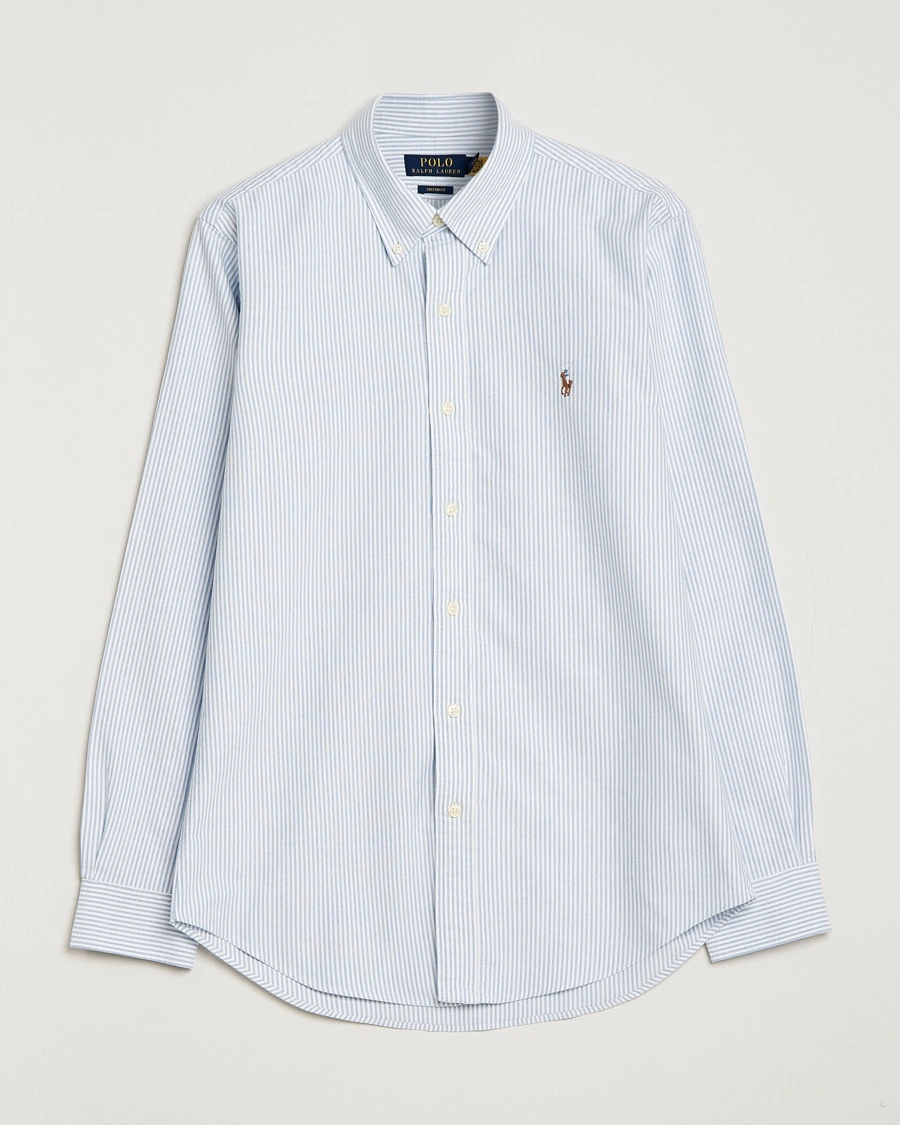 Polo Ralph Lauren Custom Fit Oxford Shirt Stripes Blue – Blue
