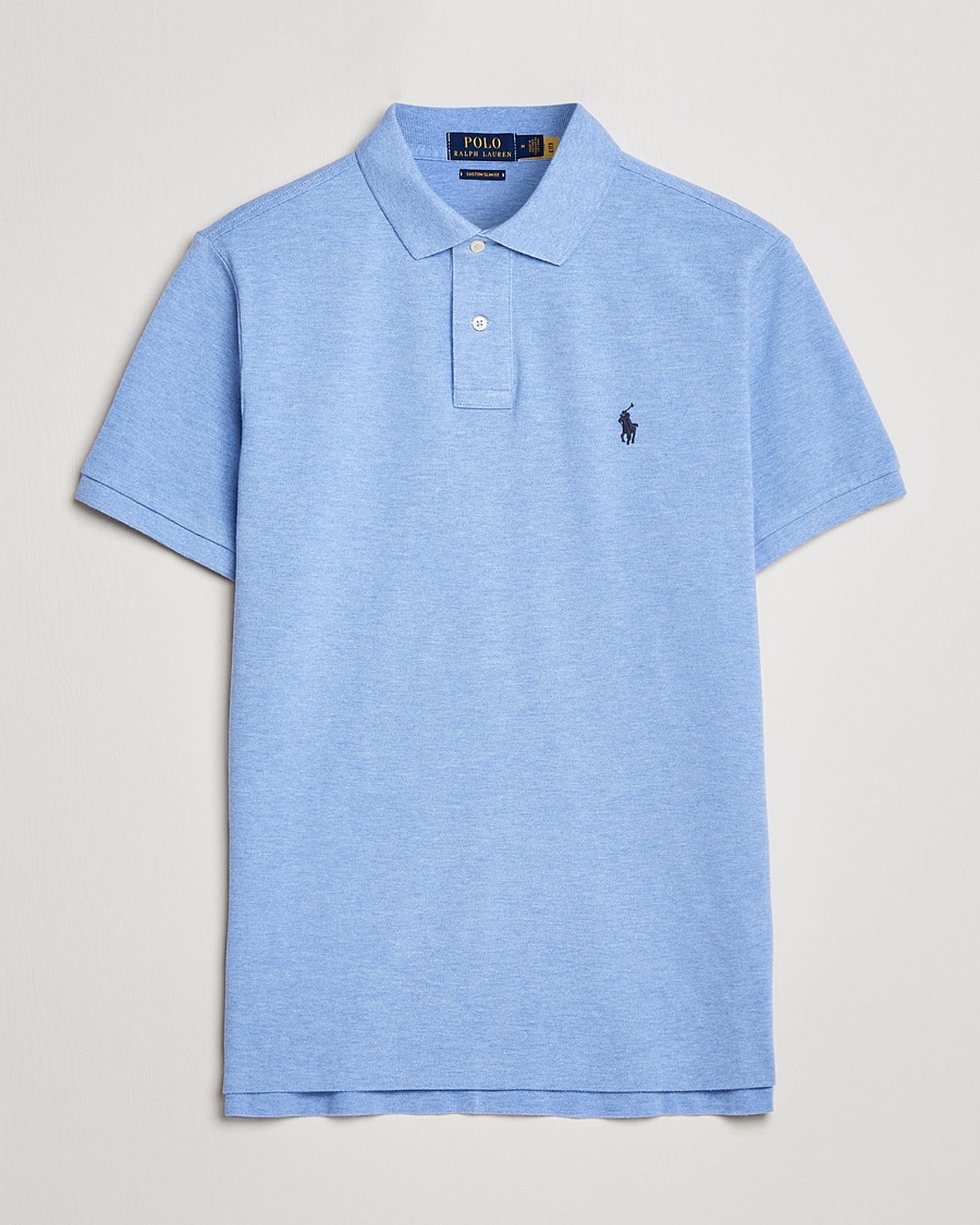 Custom Slim Fit Polo Isle Heather – Blue