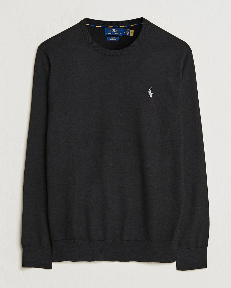 Polo Ralph Lauren Pima Cotton Crew Neck Pullover Polo Black – Black