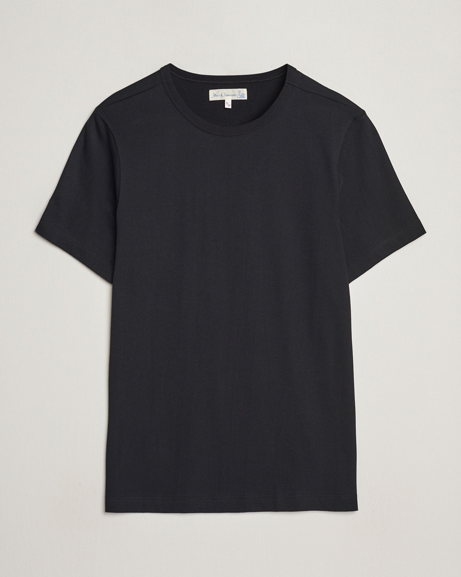 Merz b. Schwanen 1950s Classic Loopwheeled T-shirt Black – Black