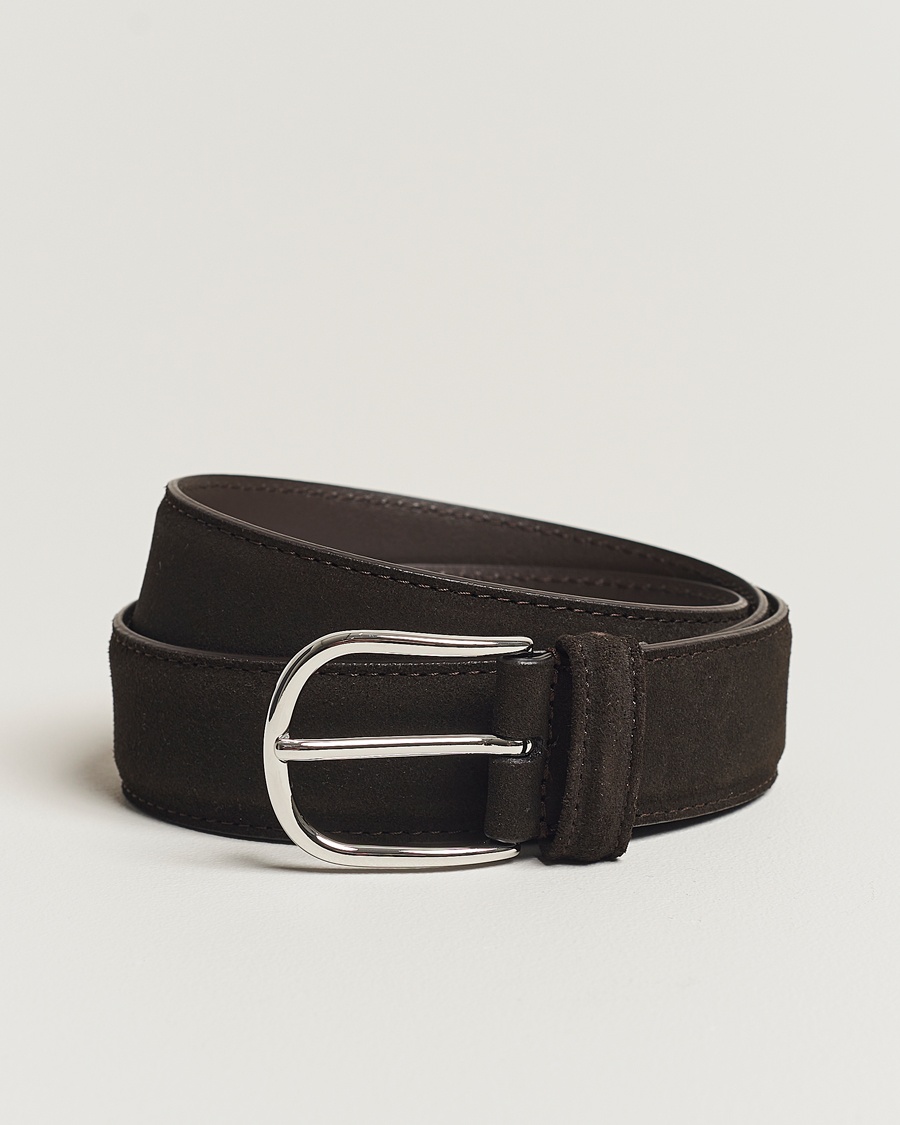 Anderson's Suede 3,5 cm Belt Dark Brown – Brown