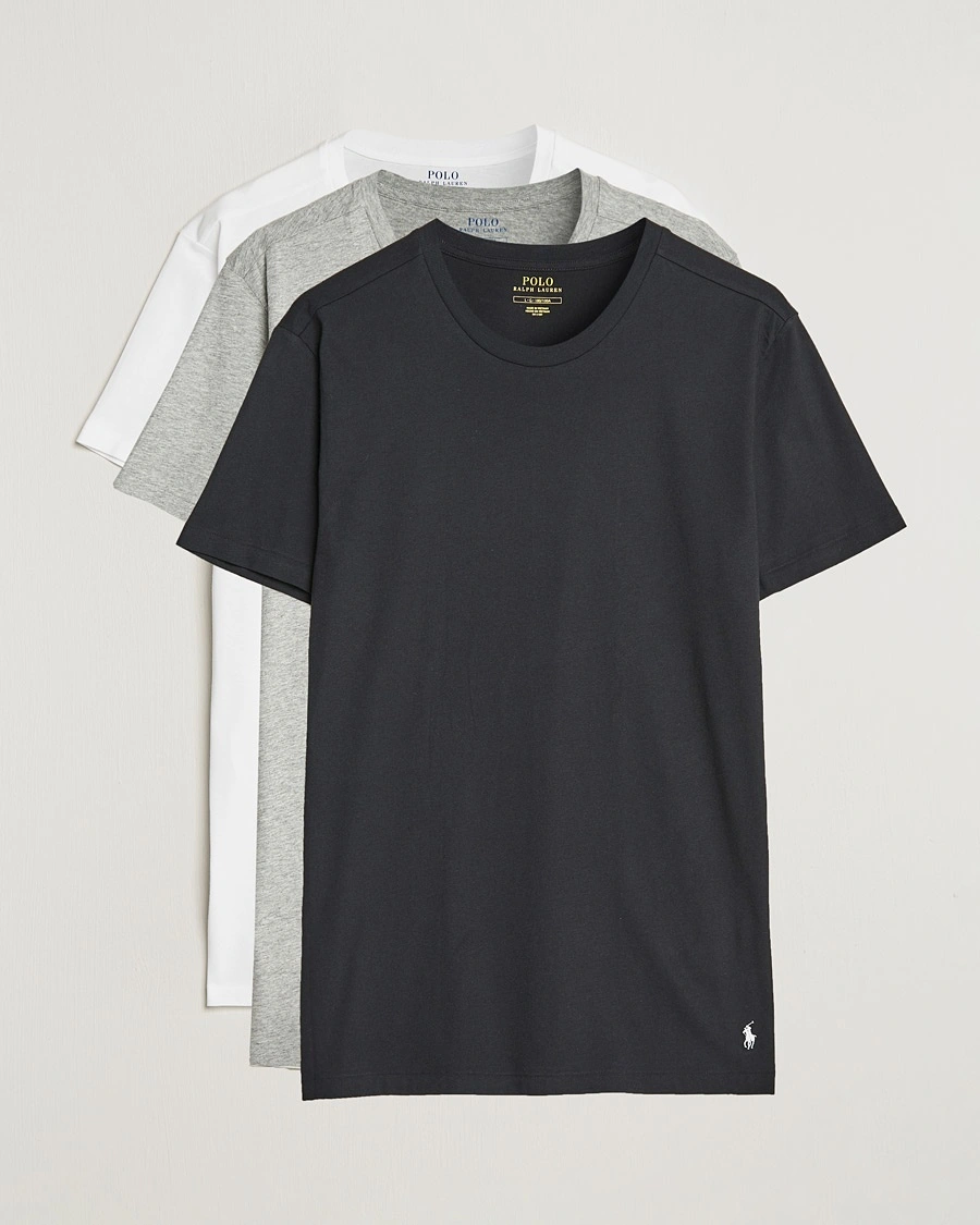 Polo Ralph Lauren 3-Pack Crew Neck T-Shirt White/Black/Andover Heather – Black