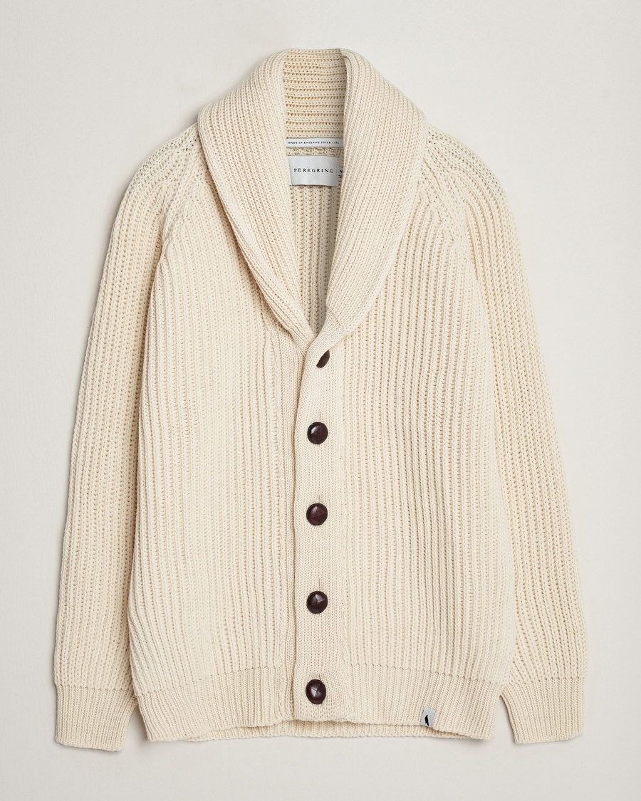 Peregrine Wilkinson Ribbed Wool Cardigan Ecru – Beige