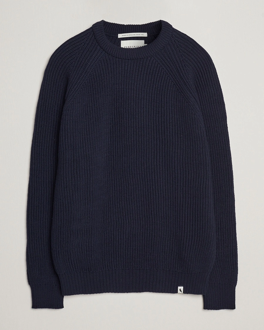 Peregrine Ford Knitted Wool Jumper Navy – Blue