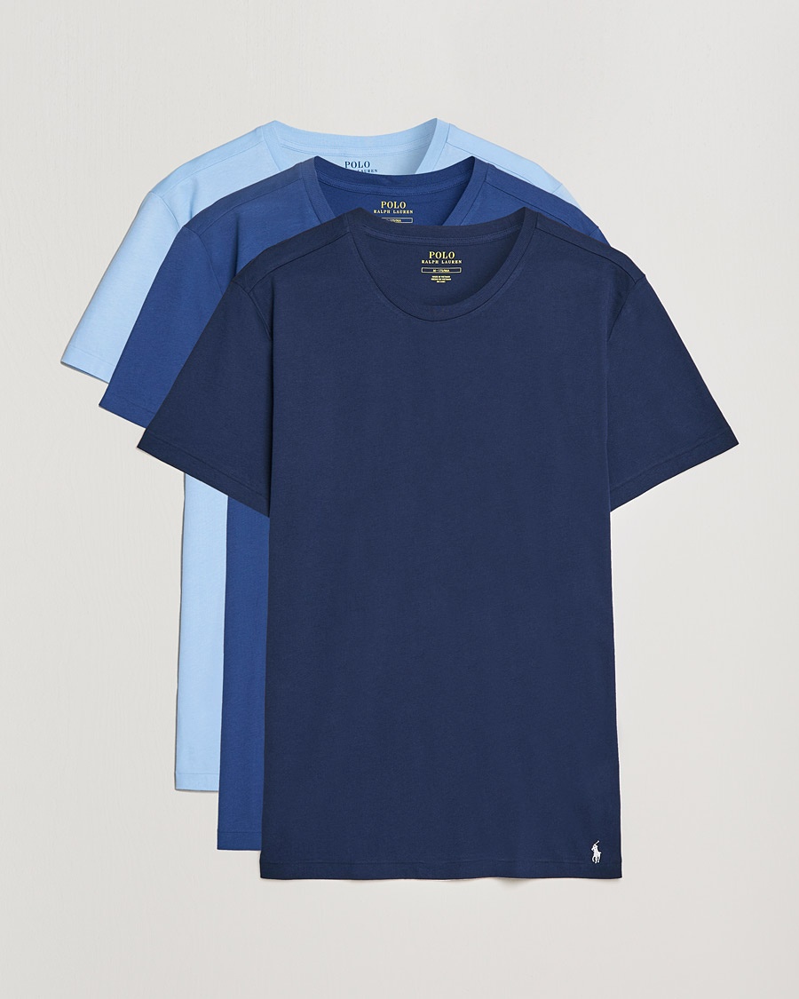 Polo Ralph Lauren 3-Pack Crew Neck T-Shirt Navy/Light Navy/Elite Blue – Blue