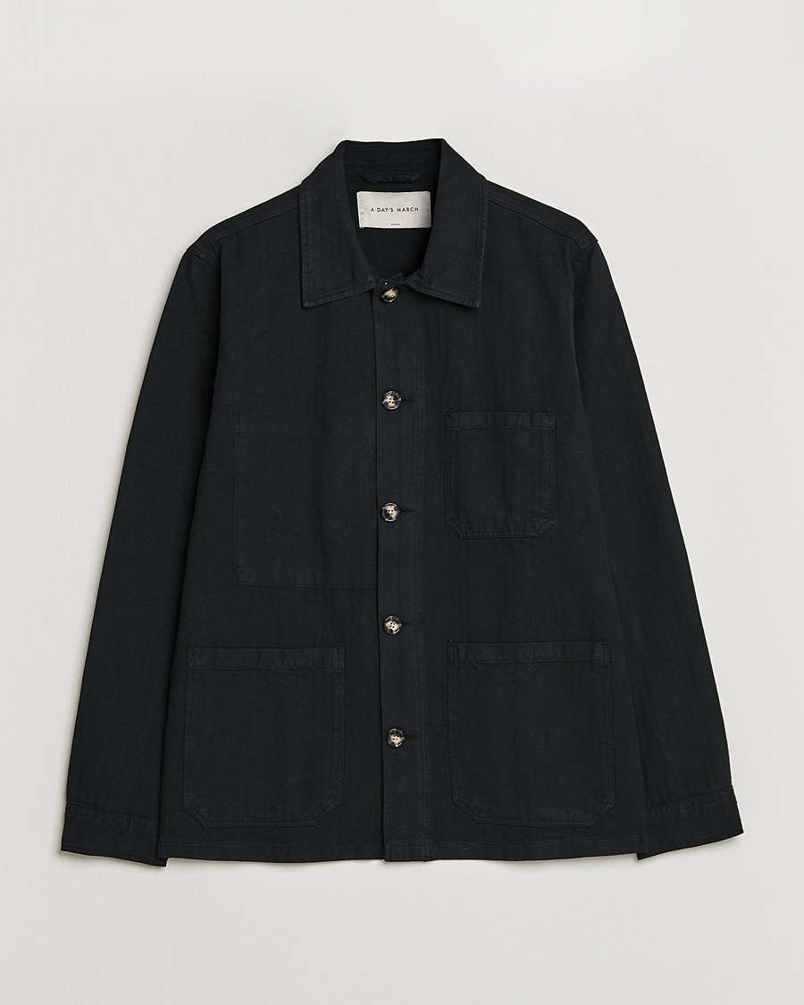 A Day's March Original Herringbone Overshirt Black – Black