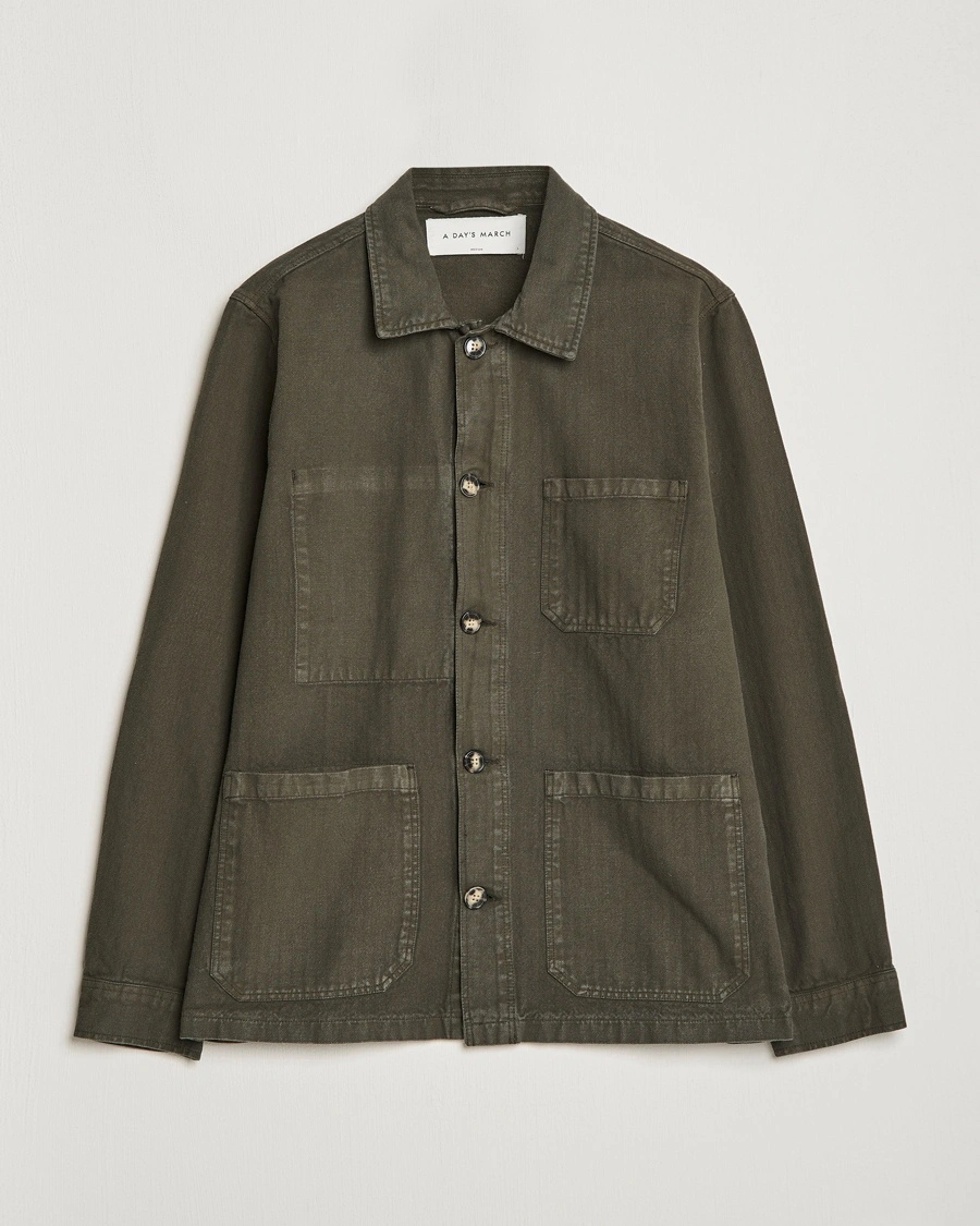 A Day's March Original Herringbone Overshirt Olive – Green