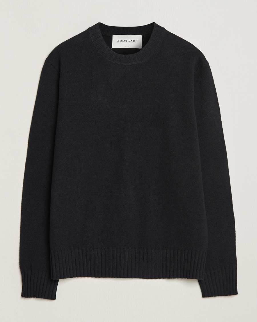 A Day's March Marlow Lambswool Sweater Black – Black