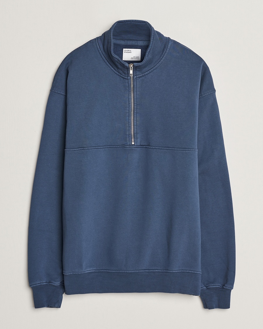 Colorful Standard Classic Organic Half-Zip Petrol Blue – Blue