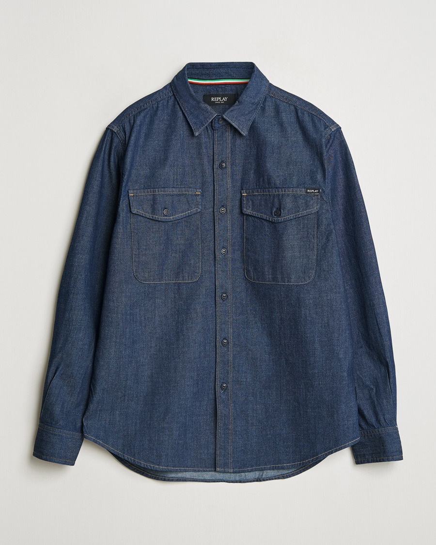 Replay Denim Shirt Dark Blue – Blue