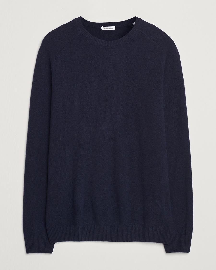 KnowledgeCotton Apparel Lambswool Roundneck Navy – Blue
