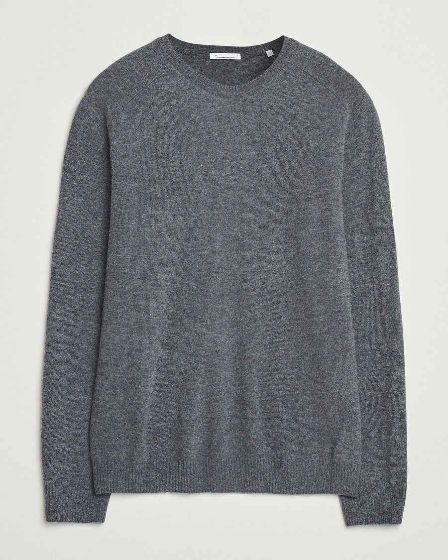 KnowledgeCotton Apparel Lambswool Roundneck Dark Grey – Grey