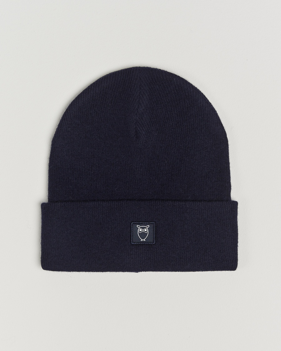 KnowledgeCotton Apparel Double Layer Wool Beanie Navy – Blue