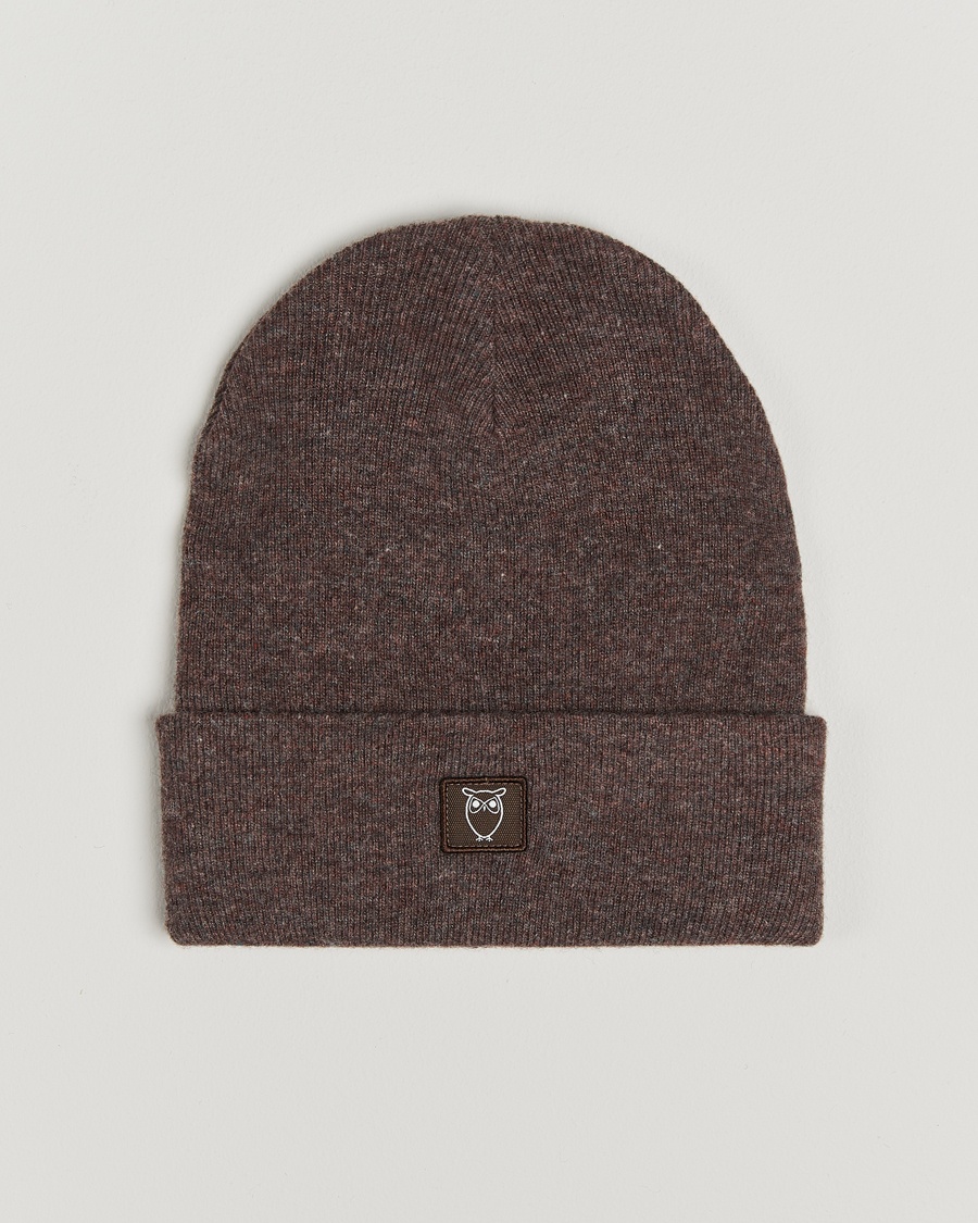 KnowledgeCotton Apparel Double Layer Wool Beanie Brown Melange – Brown