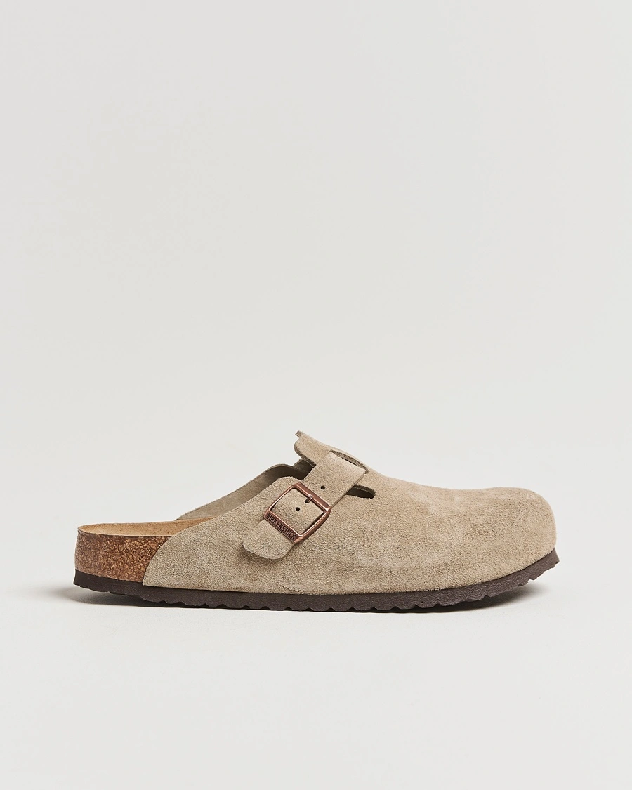 BIRKENSTOCK Boston Soft Footbed Taupe Suede – Beige
