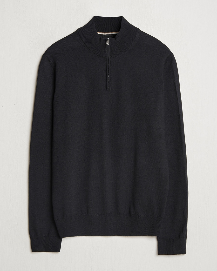 BOSS BLACK Ebenji Merino Knitted Half Zip Black – Black