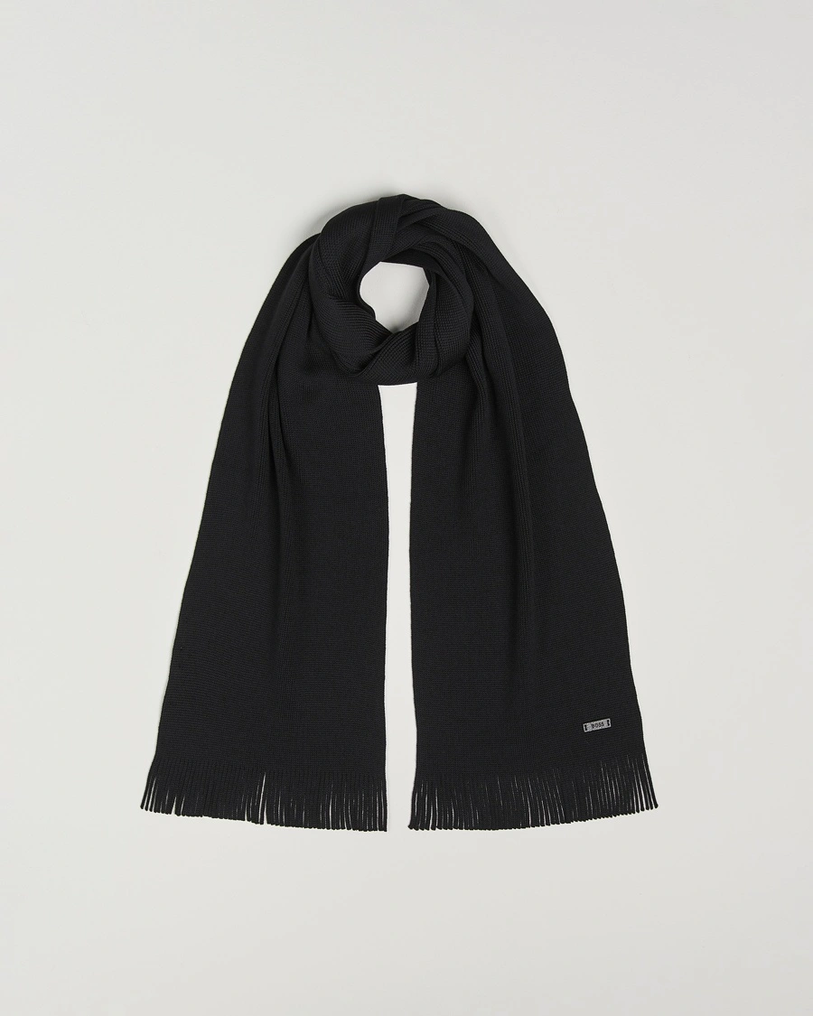 BOSS BLACK Albas Wool Scarf Black – Black