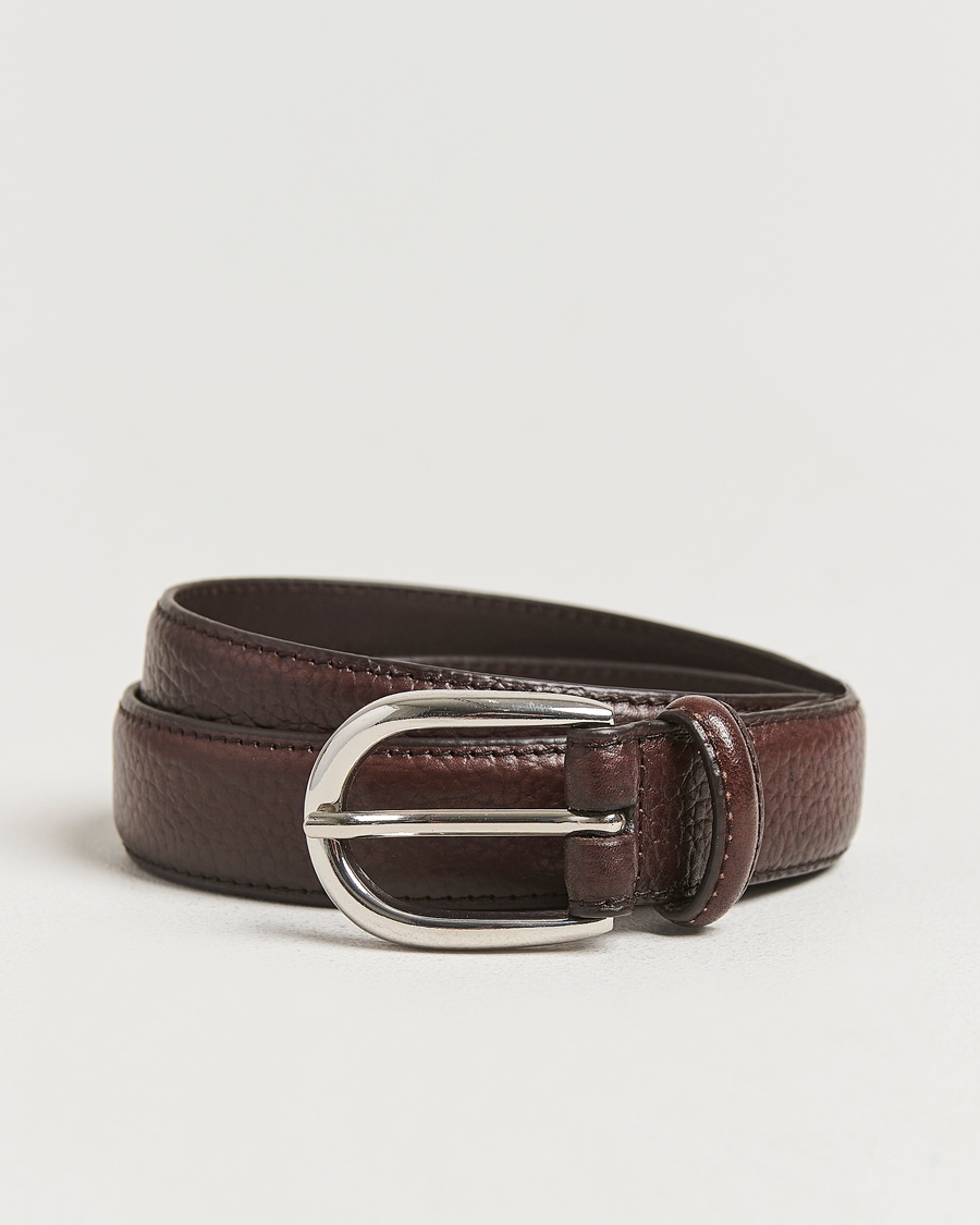 Loake Shoemakers Harry Grained Leather Belt Dark Brown – Brown