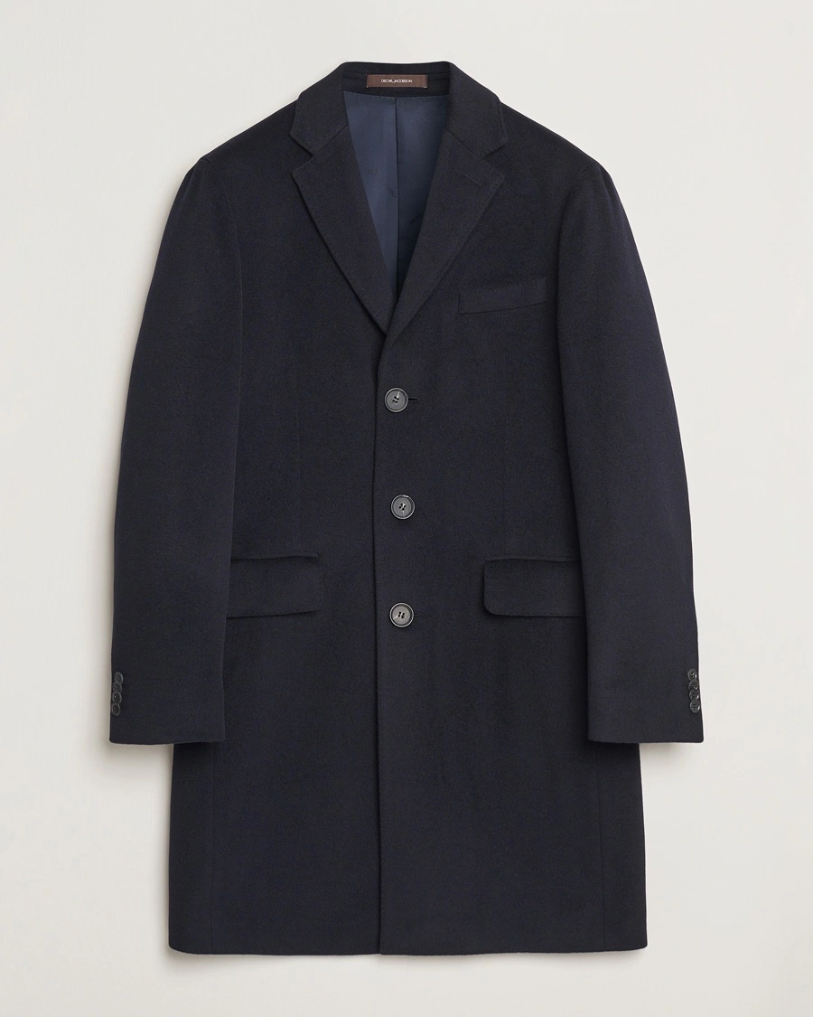 Oscar Jacobson Sylar Wool/Cashmere Coat Navy – Blue