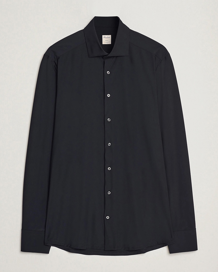 Stenströms Slimline Stretch Jersey Shirt Black – Black
