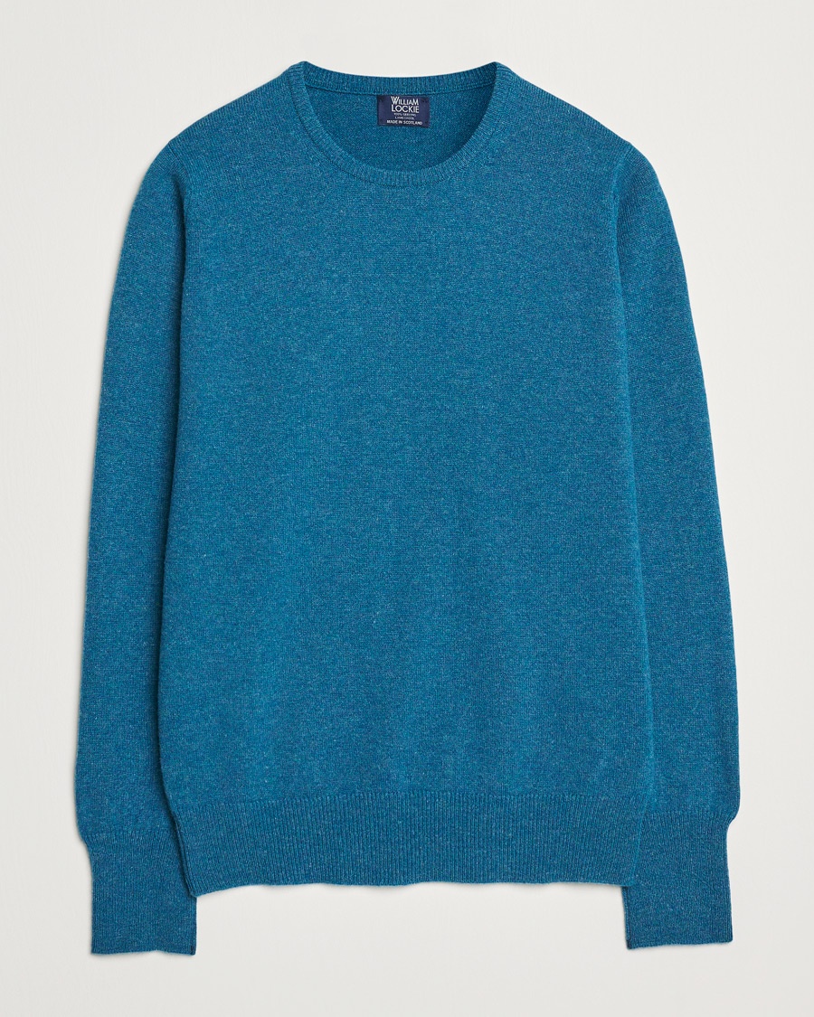 William Lockie Rob Lambswool Crewneck Mallard – Blue