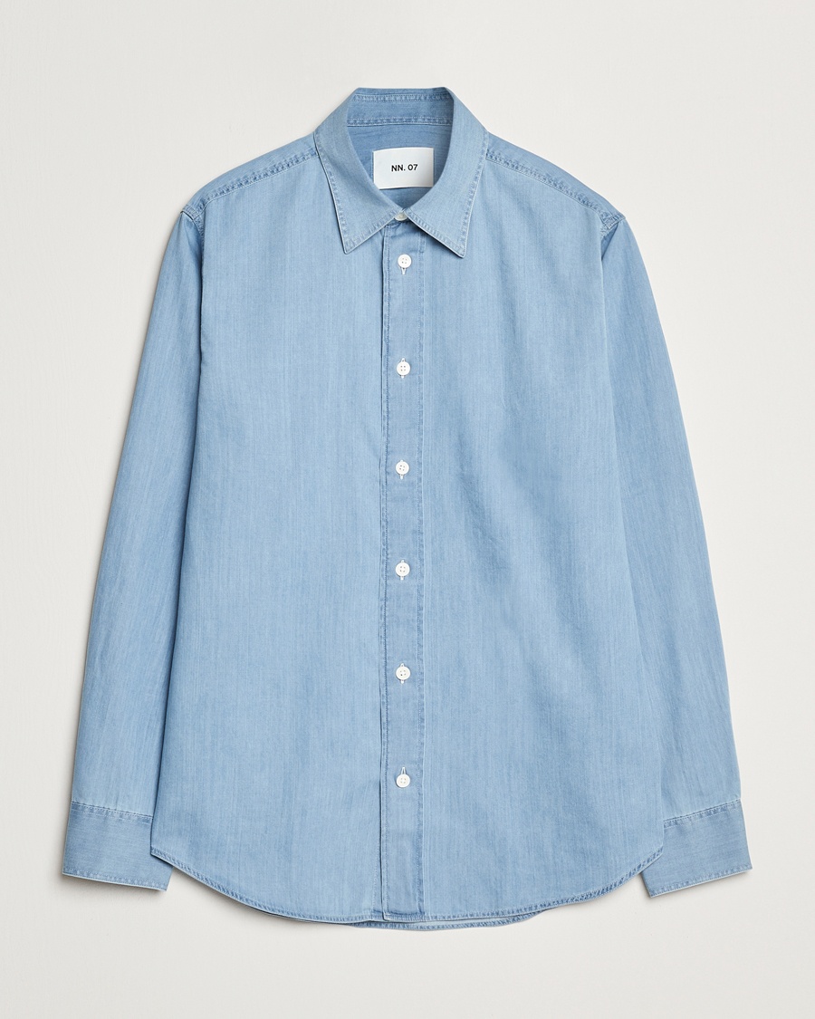 NN07 Colby Denim Shirt Bleached Indigo – Blue