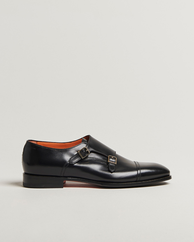 Santoni Adrian Double Monk Black Calf – Black