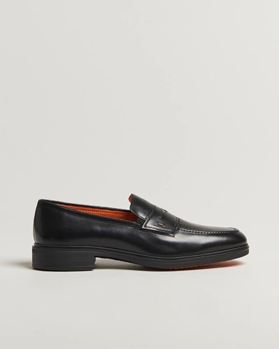 Santoni Easy Penny Loafer Black Calf – Black