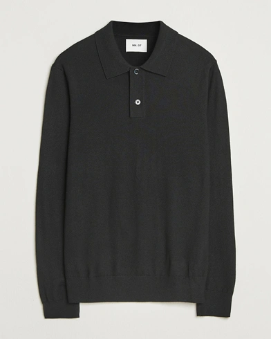 NN07 Serge Wool Knitted Polo Black – Black