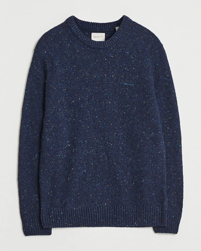 GANT Neps Wool Crew Neck Evening Blue – Blue