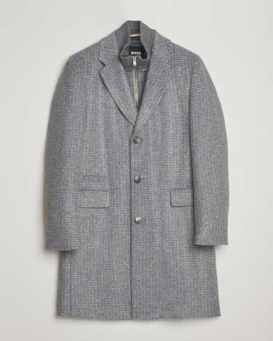 BOSS BLACK Hyde Wool Bib Coat Silver – Grey