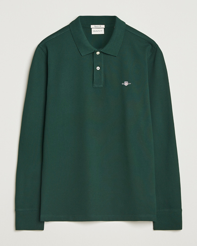 GANT Regular Shield Long Sleeve Polo Tartan Green – Green