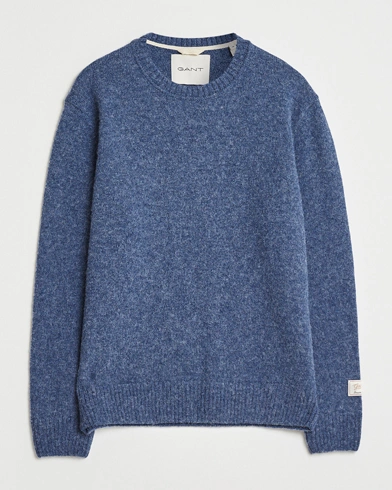 GANT Scottish Wool Knitted Crew Neck Sweater Marine Melange – Blue