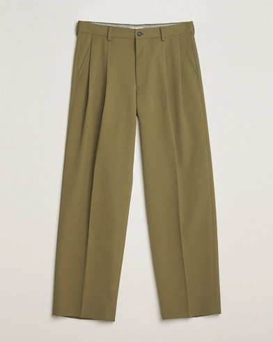 NN07 Justin Double Pleated Suit Trousers Firene Green – Green