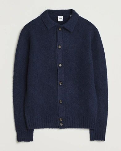 Aspesi Brushed Shetland Cardigan Navy – Blue