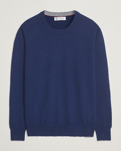 Brunello Cucinelli 2 Ply Cashmere Pullover Dark Blue – Blue